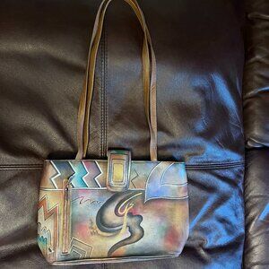 Anuschka Leather Handbag Tote Hand Painted Leather